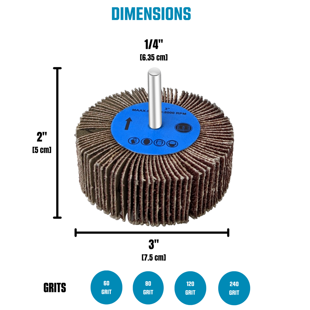4 Pack Large Flap Sanding Wheels Kit fits Drill and Die Grinder for Wood and Metal