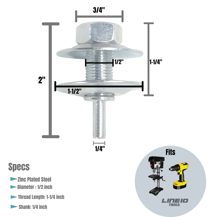 Adaptador de eje de taladro para pulir y esmerilar muelas Arber de 1/2 pulgada