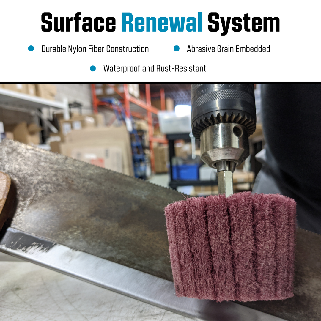 7pk Non Woven Abrasive Drill Buffing Attachment Set, Red, Medium