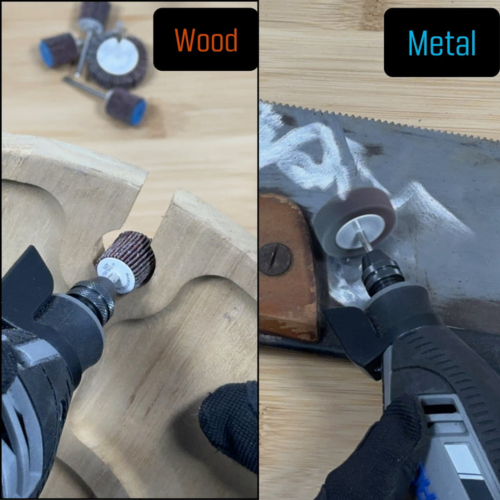 Kit de accesorios de rueda de lijado de aletas para herramienta rotativa | Vástago de 1/8", paquete de 20