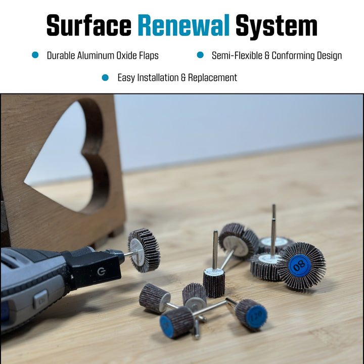 Kit de accesorios de rueda de lijado de aletas para herramienta rotativa | Vástago de 1/8", paquete de 20