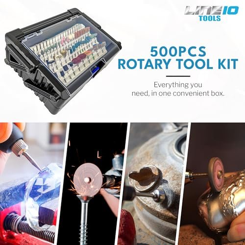 Kit de accesorios para herramientas rotativas de 500 piezas en caja de herramientas voladiza