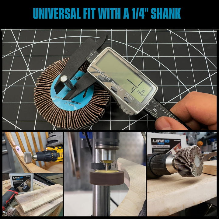 LINE10 Tools 16pk Flap Sanding Wheels Kit fits Drill and Die Grinder for Wood and Metal