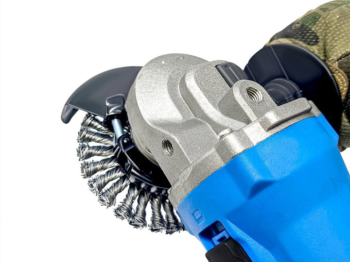 Cepillo de rueda de alambre circular anudado de 4" (1/4" de espesor) para amoladoras angulares