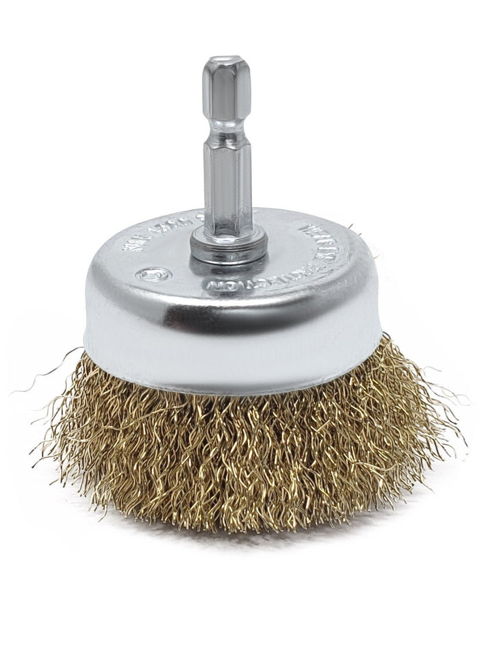 Brosse coupe métallique 1-3/4" sur tige hexagonale 1/4" - poils en acier recouverts de laiton