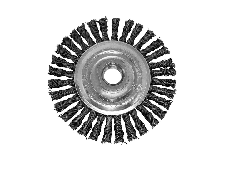 Cepillo de rueda de alambre circular anudado de 4" (1/4" de espesor) para amoladoras angulares