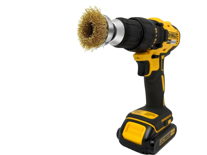 Brosse coupe métallique 1-3/4" sur tige hexagonale 1/4" - poils en acier recouverts de laiton