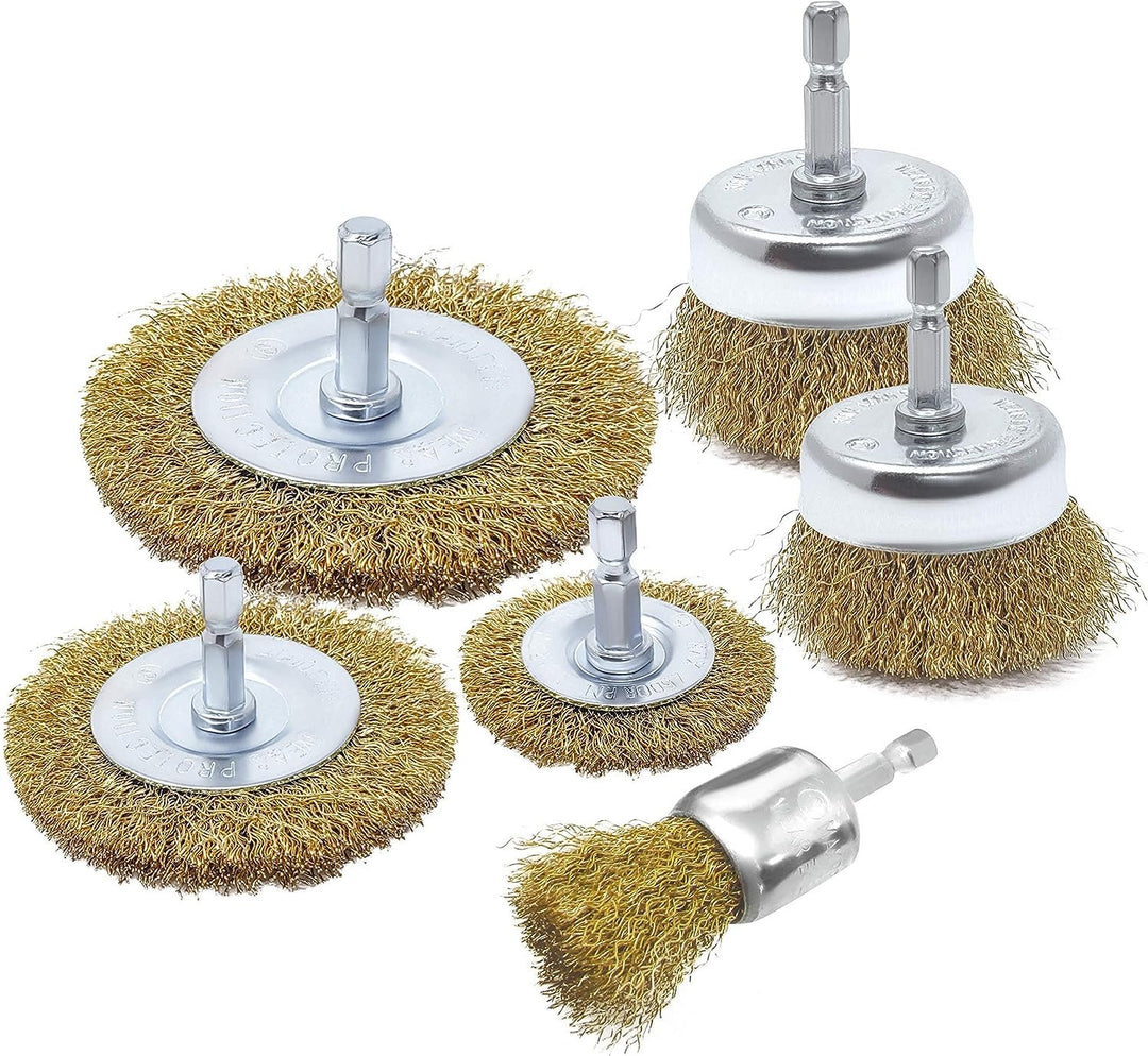 Kit de brosses métalliques 6 pièces pour perceuse, fil métallique recouvert de laiton