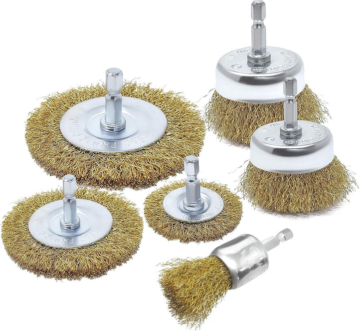 Kit de brosses métalliques 6 pièces pour perceuse, fil métallique recouvert de laiton