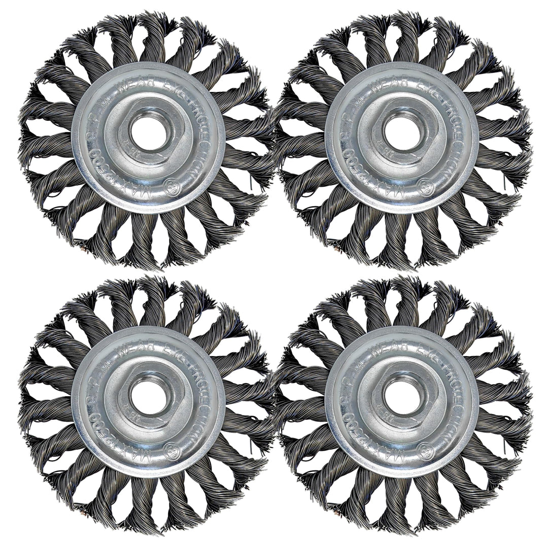 LINE10 Tools Lot de 4 brosses circulaires nouées de 10,2 cm pour meuleuse d'angle, 1/2" d'épaisseur, pour un nettoyage intensif de la rouille 