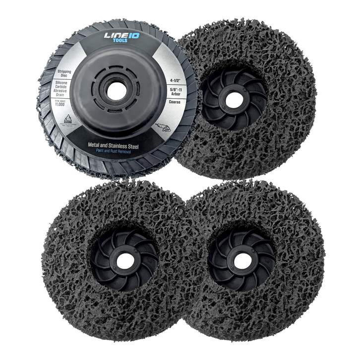 Lot de 4 disques à dénuder en carbure de silicone noir 4-1/2" avec arbres filetés 5/8-11 pour meuleuses d'angle