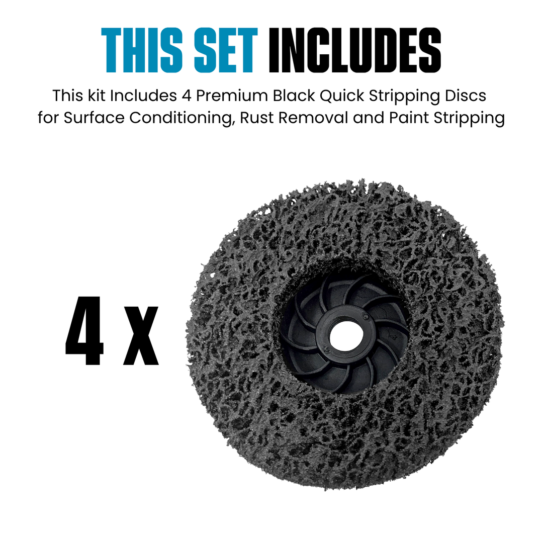 Lot de 4 disques à dénuder en carbure de silicone noir 4-1/2" avec arbres filetés 5/8-11 pour meuleuses d'angle