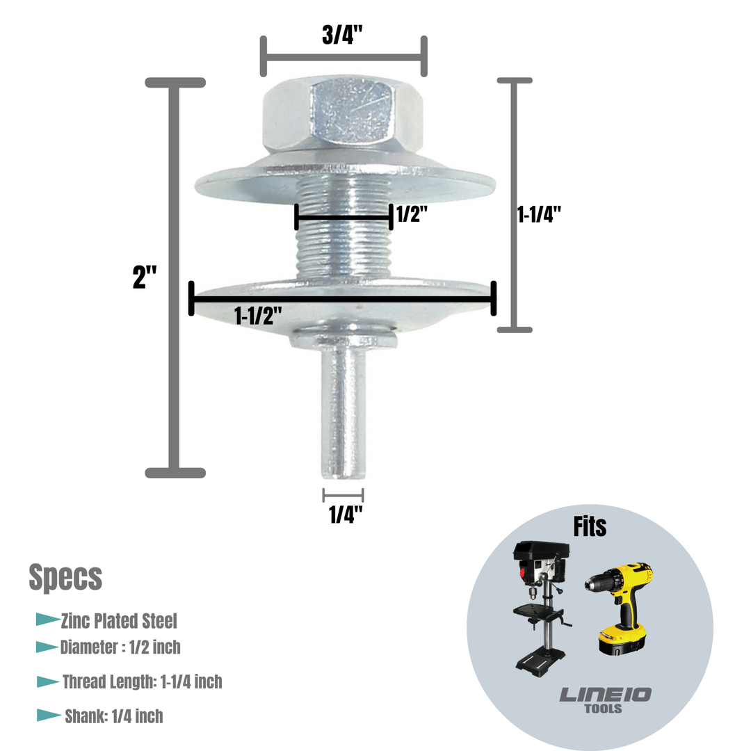 Adaptateur d'arbre de perçage pour meules de polissage et de meulage, Arber 1/2 pouces