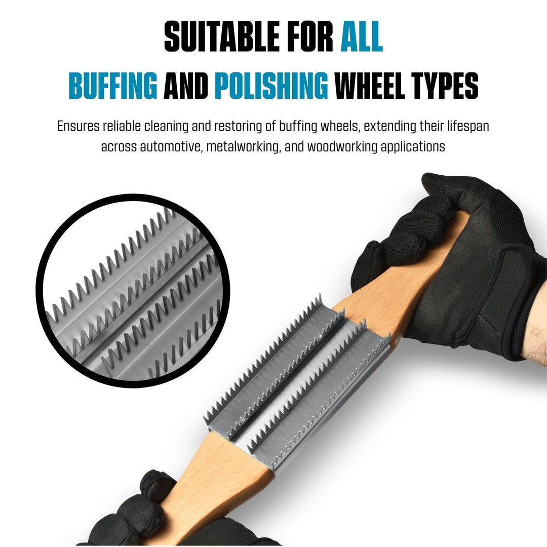 Buffing Wheel Rake, Long Beechwood Handle, Two-Handed Operation