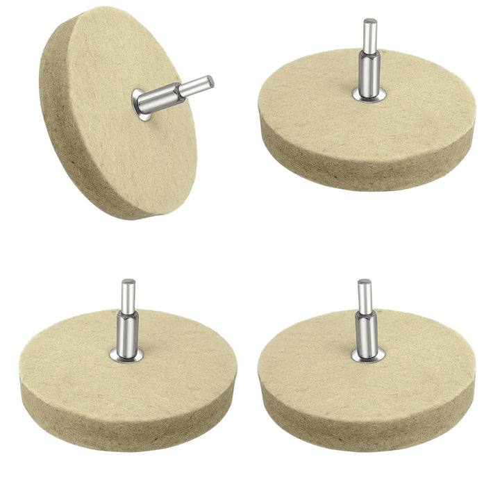4" Hard Felt Buffing Wheels with 1/4-Inch Shank for Drill, Pack of 4