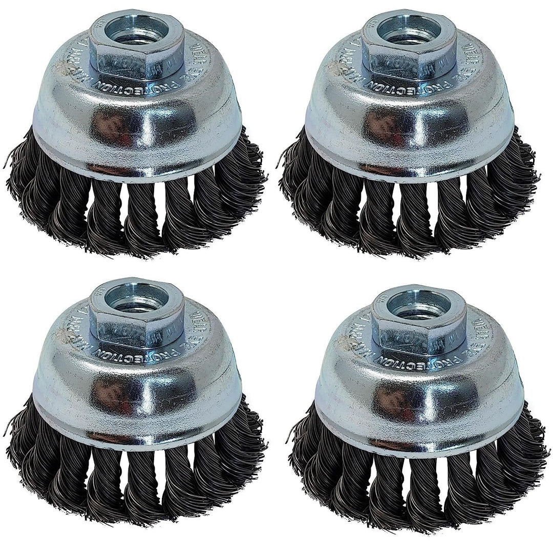 LINE10 Tools Lot de 4 brosses à fil noué de 7,6 cm pour meuleuse d'angle pour un nettoyage intensif de la rouille