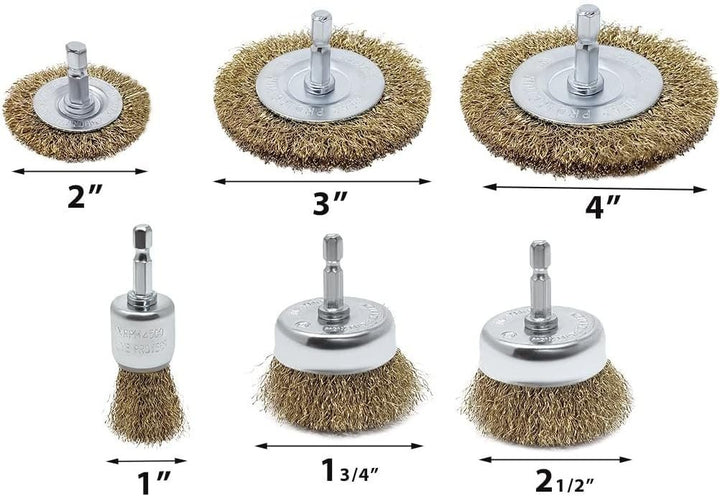 Kit de brosses métalliques 6 pièces pour perceuse, fil métallique recouvert de laiton