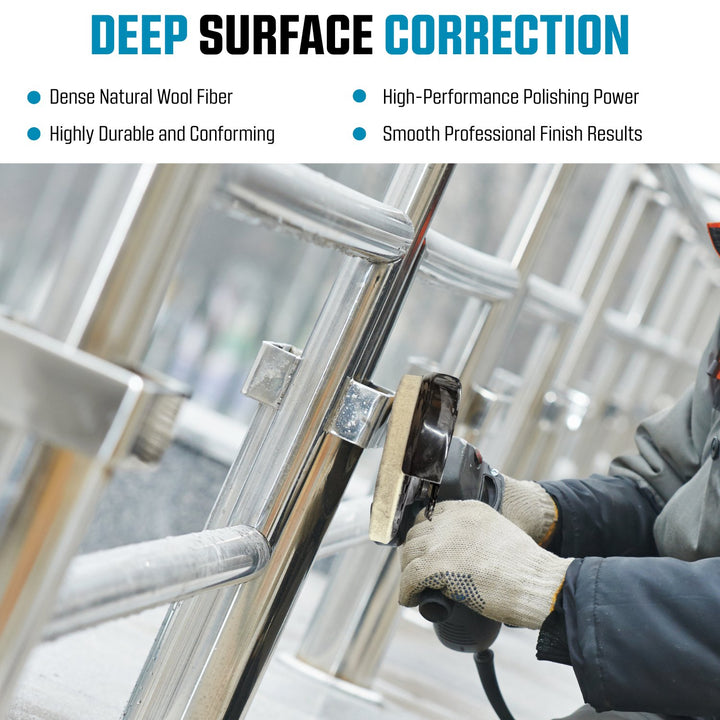 Lot de 4 roues de polissage en feutre 4-1/2" avec arbre fileté 5/8-11 pour meuleuse d'angle