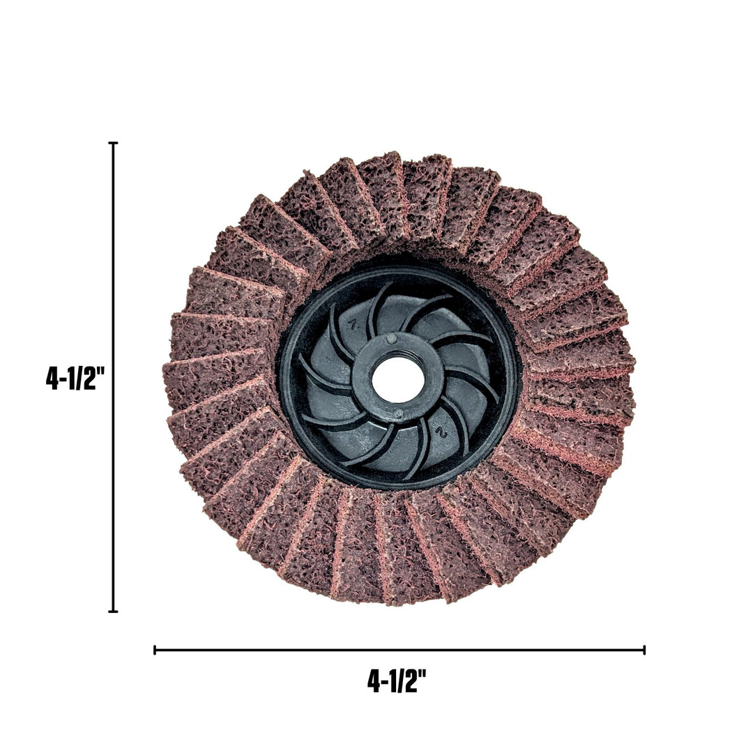 Lot de 5 disques à lamelles abrasifs non tissés rouges 4-1/2" avec arbre fileté 5/8-11 pour meuleuse d'angle