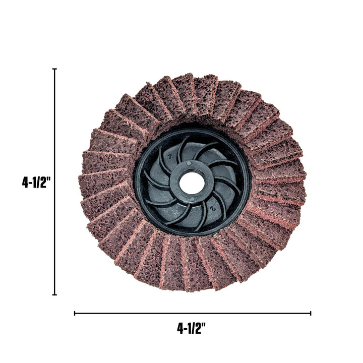 Lot de 5 disques à lamelles abrasifs non tissés rouges 4-1/2" avec arbre fileté 5/8-11 pour meuleuse d'angle