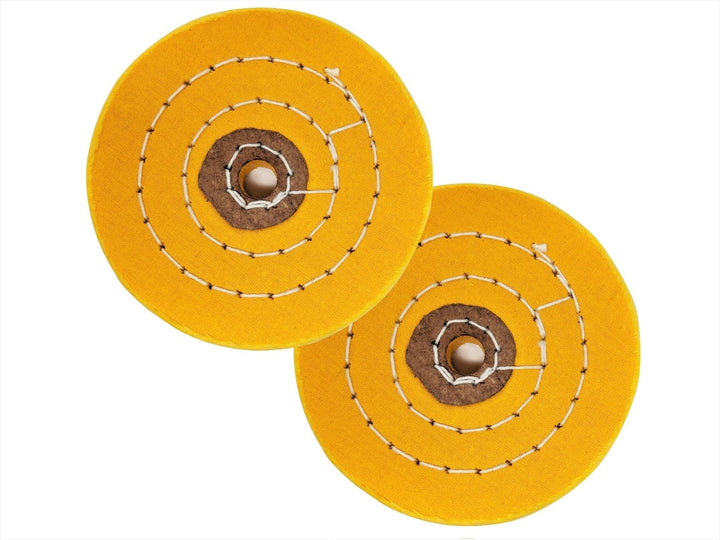 2pk 4" Spiral Sewn Buffing Wheel, 1/2" Arbor - Yellow, Firm
