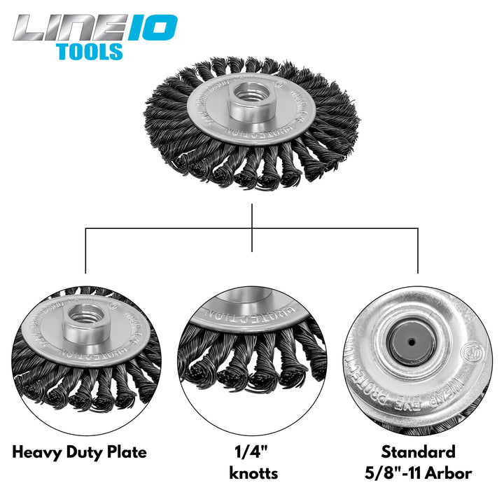 4pk 4" Precision Knotted Wire Wheel for Angle Grinder, 5/8-11 Arbor