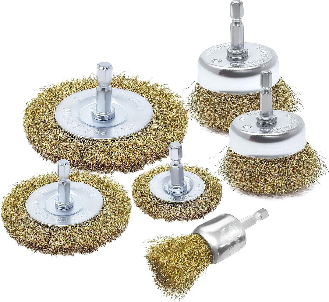 Kit de brosses métalliques 6 pièces pour perceuse, fil métallique recouvert de laiton
