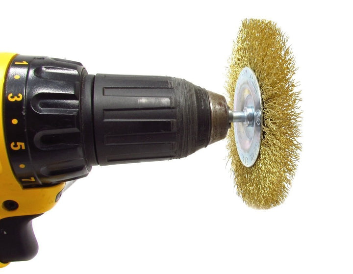 4" Circular Wire Brush Wheel for Drill, Brass-Coated, Pack of 3