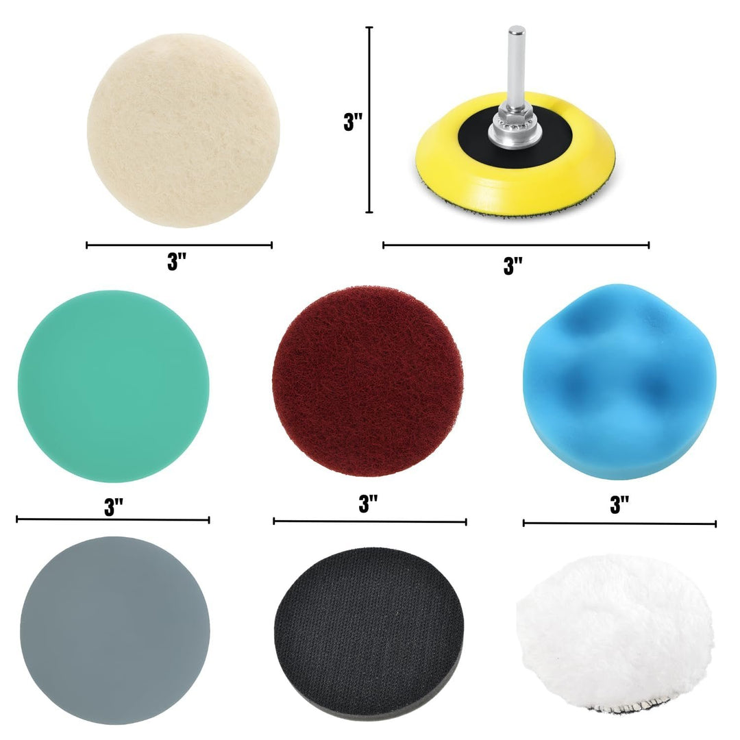 3" Wet Sanding Polishing Kit for Drill, Headlight Restoration