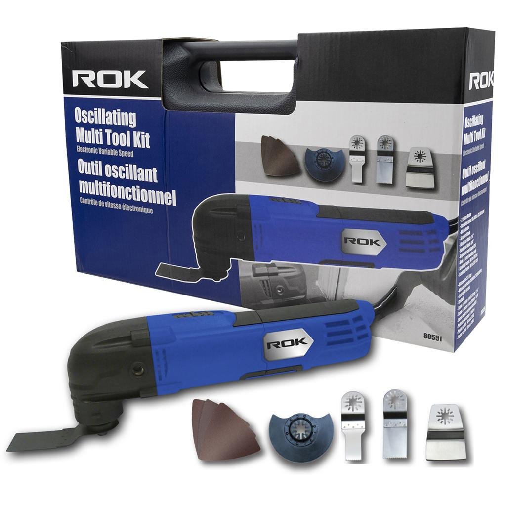 ROK 25pc Oscillating Multi-Tool Kit, Variable Speed 2.5 Amp Motor