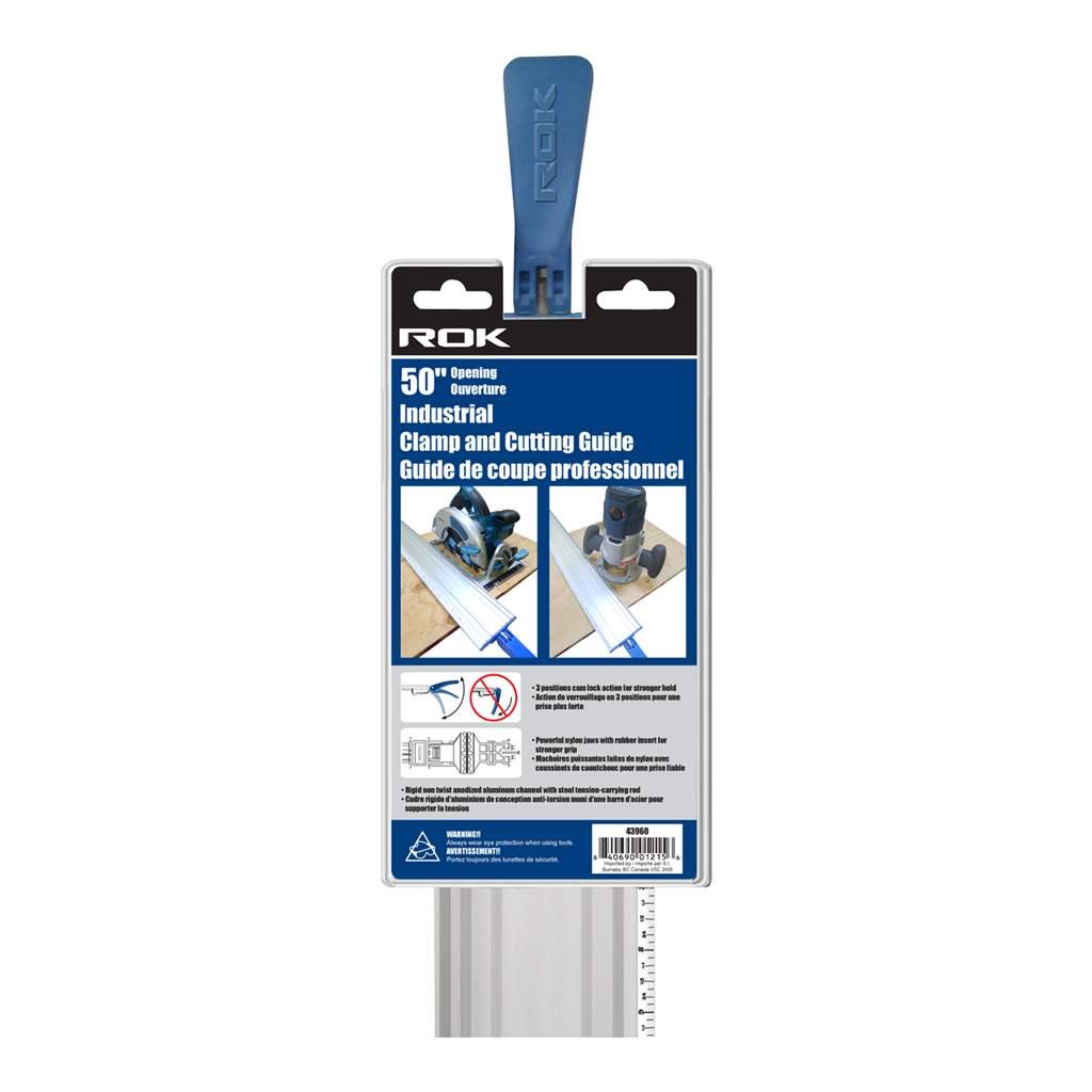 ROK 50″ Industrial Clamp & Cutting Guide, Aluminum Edge Guide for Circular Saws, Routers & Jigsaws