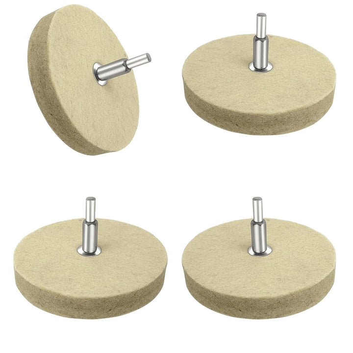 4" Hard Felt Buffing Wheels with 1/4-Inch Shank for Drill, Pack of 4