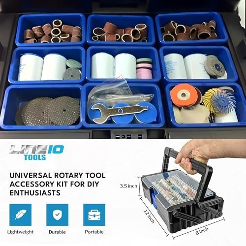 Kit de accesorios para herramientas rotativas de 500 piezas en caja de herramientas voladiza