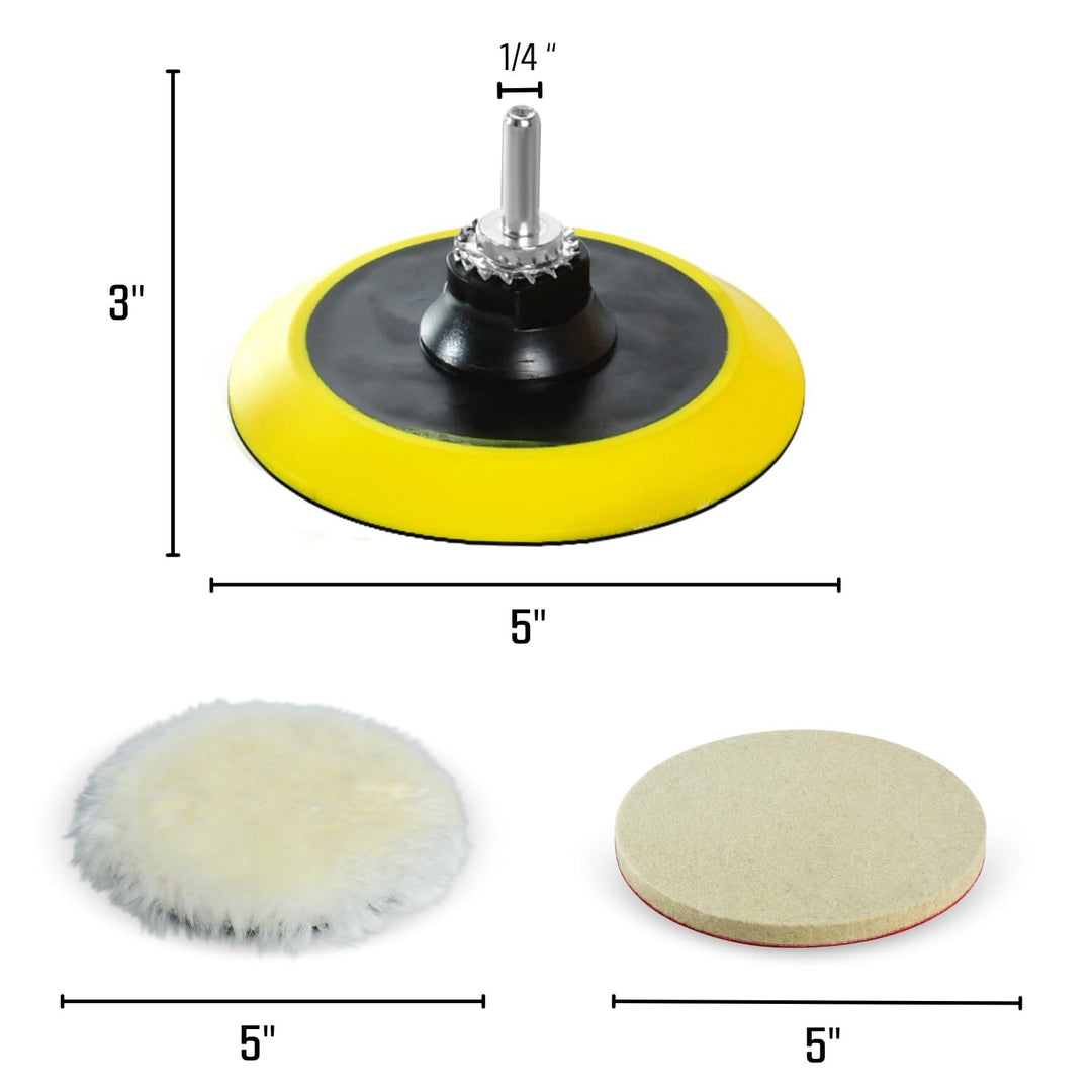 5" Wool Polishing Kit for Drill or Angle Grinder with Adapters