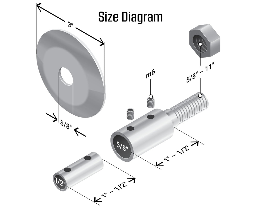 Bench Grinder to Buffing Machine Extension Adapter, 5/8" Thread