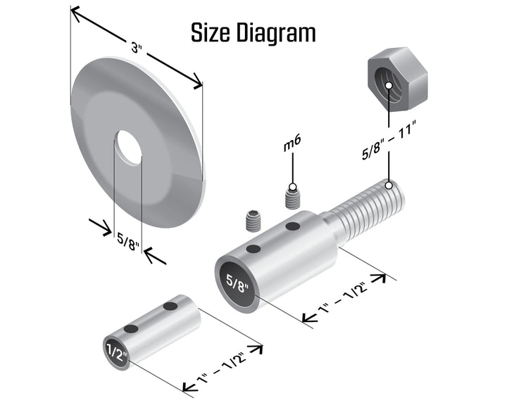 Bench Grinder to Buffing Machine Extension Adapter, 5/8" Thread