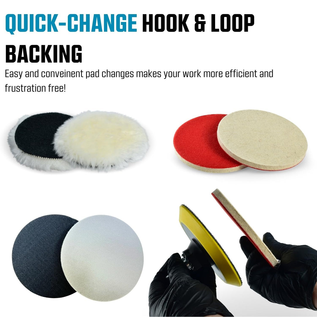 Glass Epoxy Resin Plastics Sanding Polishing Kit for Drill or Orbital Sander Polisher or Angle Grinder with Hook and Loop Backing Plate Wool Felt Buffing Pads Green Film Wet Dry Sandpaper