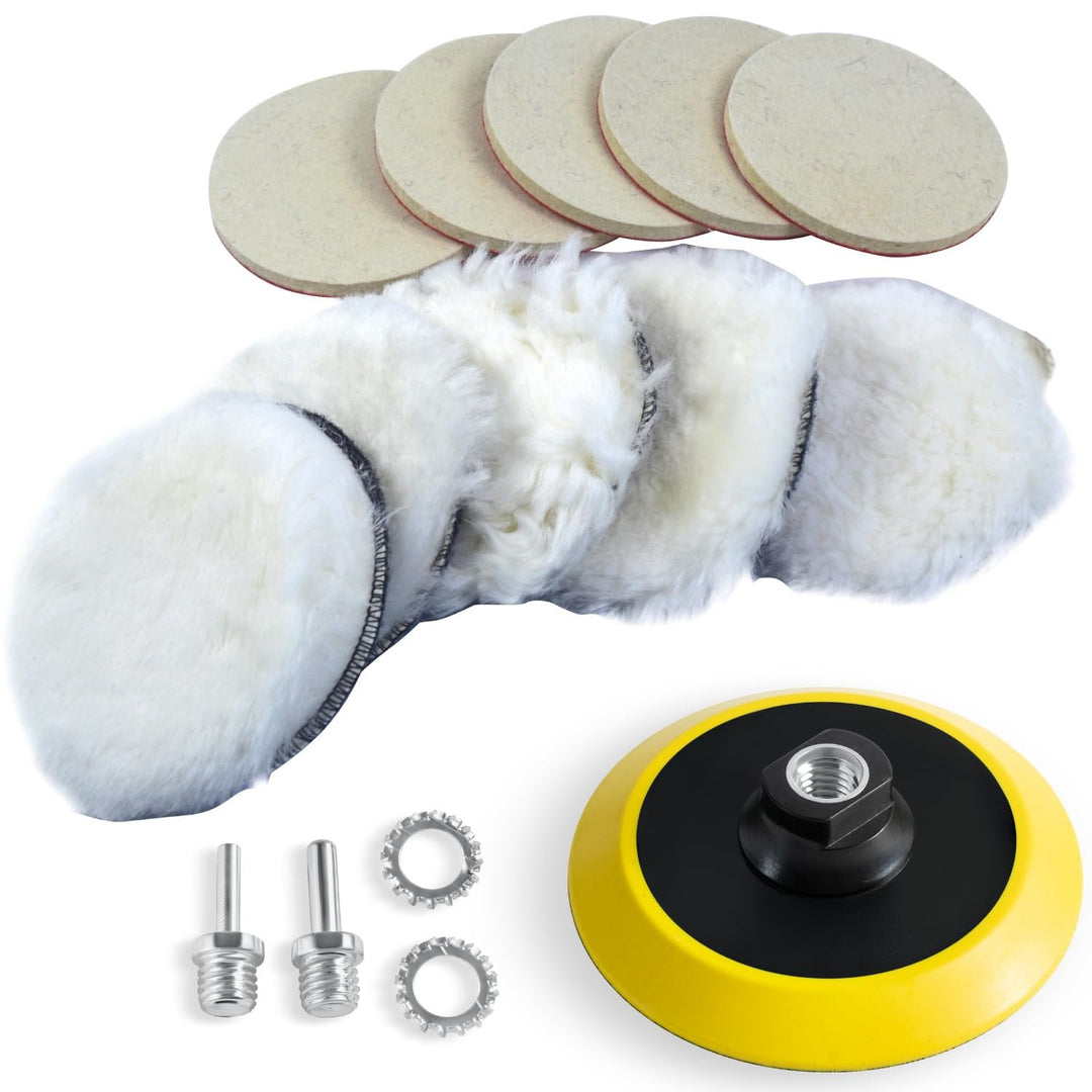 5" Wool Polishing Kit for Drill or Angle Grinder with Adapters