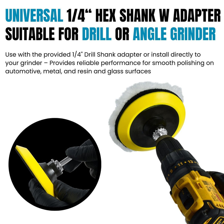Glass Epoxy Resin Plastics Sanding Polishing Kit for Drill or Orbital Sander Polisher or Angle Grinder with Hook and Loop Backing Plate Wool Felt Buffing Pads Green Film Wet Dry Sandpaper