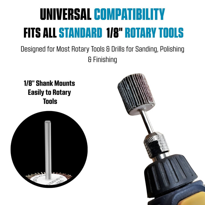 Mini Flap Sanding Wheel Kit for Rotary Tools, 1/8" Shank, 20pk