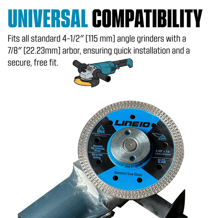5pk 4.5 Inch Diamond Saw Blades for Angle Grinder - Ultra Thin Tile Cutting Wheel Ceramic Blade - Professional Porcelain Tile Cutter Tool X-Turbo Rim for Granite Stone Masonry Wet Dry Cut