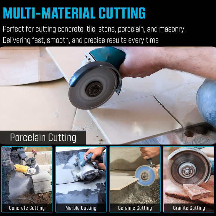 5pk 4.5 Inch Diamond Saw Blades for Angle Grinder - Ultra Thin Tile Cutting Wheel Ceramic Blade - Professional Porcelain Tile Cutter Tool X-Turbo Rim for Granite Stone Masonry Wet Dry Cut