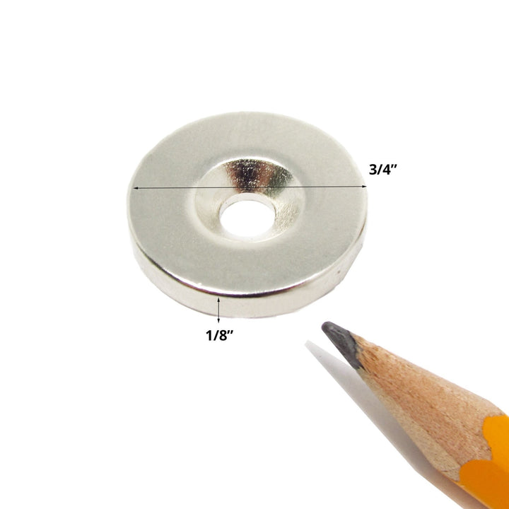 Imán de neodimio en forma de disco con orificio para fregadero de encimera de 3/4" de diámetro x 1/8" de espesor