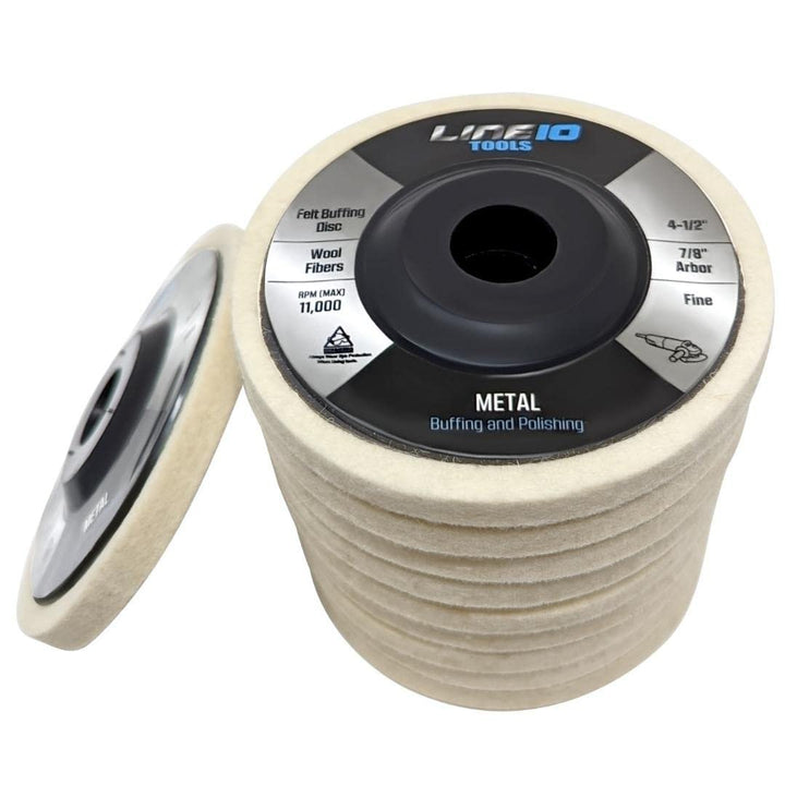 10pk 4-1/2" Roue de polissage en feutre avec arbre 7/8" pour meuleuse d'angle