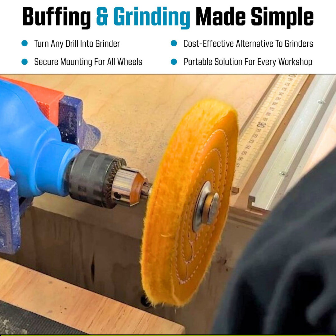 Mandrin adaptateur d'arbre de roue de polissage, arbre étendu pour roues jusqu'à 1-1/4" d'épaisseur