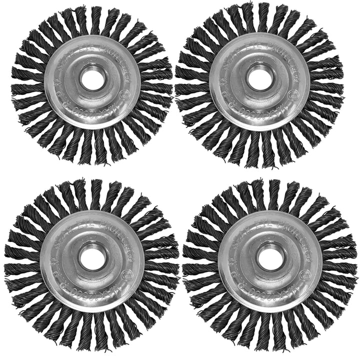4pk 4" Precision Knotted Wire Wheel for Angle Grinder, 5/8-11 Arbor