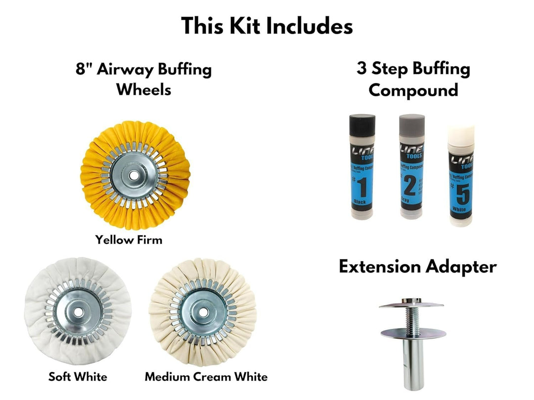 8" Airway Polishing Wheel Kit with 3-Step Buffing Compound