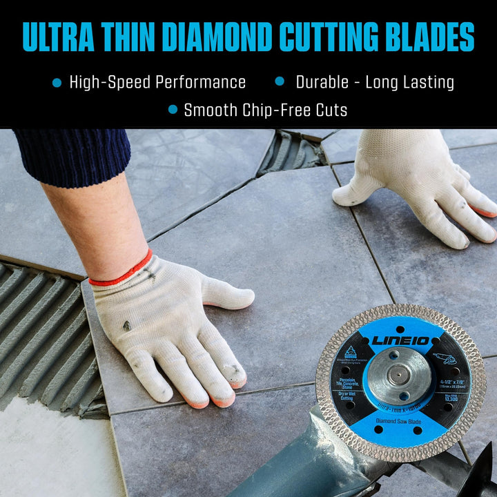 3pk 4.5 Inch Diamond Saw Blades for Angle Grinder - Ultra Thin Tile Cutting Wheel Ceramic Blade - Professional Porcelain Tile Cutter Tool X-Turbo Rim for Granite Stone Masonry Wet Dry Cut