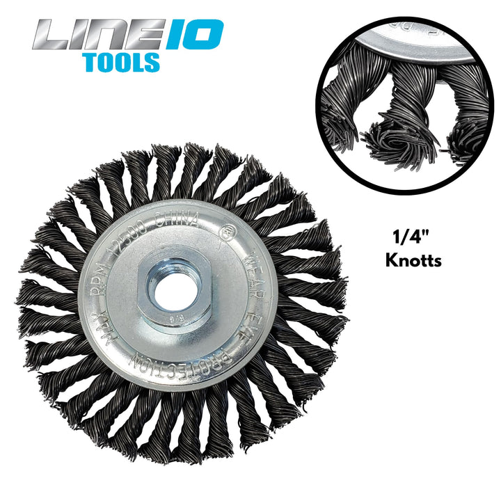 4pk 4" Precision Knotted Wire Wheel for Angle Grinder, 5/8-11 Arbor