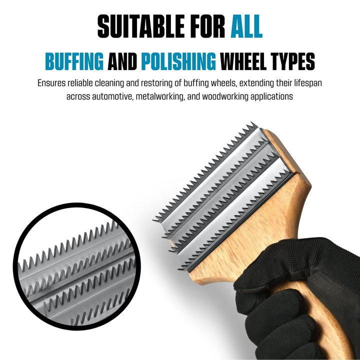 Compact Buffing Wheel Rake, Beechwood Handle, One-Handed
